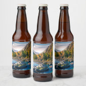 Fluss und Gebirge Landschaftliches Foto Bierflaschenetikett (Flaschen)