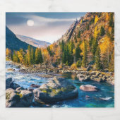 Fluss und Gebirge Landschaftliches Foto Bierflaschenetikett (Einzelnes Label)