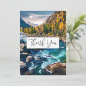 Fluss und Gebirge Landschaftliches Foto Dankeskarte (Stehend Vorderseite)