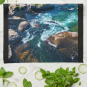 Fluss und Gebirge Landschaftliches Foto Geschirrtuch (Gefaltet)