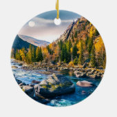 Fluss und Gebirge Landschaftliches Foto Keramik Ornament (Hinten)