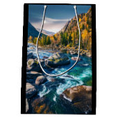 Fluss und Gebirge Landschaftliches Foto Mittlere Geschenktüte (Rückseite)