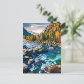 Fluss und Gebirge Landschaftliches Foto Postkarte (Stehend Vorderseite)