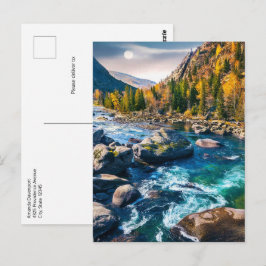 Fluss und Gebirge Landschaftliches Foto Postkarte