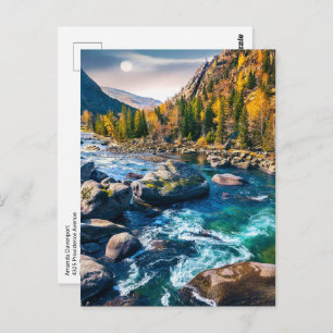 Fluss und Gebirge Landschaftliches Foto Postkarte