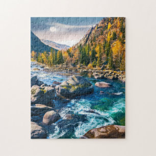 Fluss und Gebirge Landschaftliches Foto Puzzle