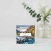 Fluss und Gebirge Landschaftliches Foto Quadratische Visitenkarte (Stehend Vorderseite)