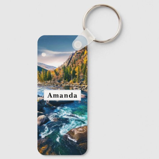 Fluss und Gebirge Landschaftliches Foto Schlüsselanhänger (Rückseite)