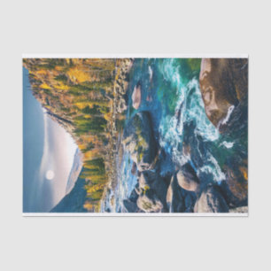 Fluss und Gebirge Landschaftliches Foto Seidenpapier
