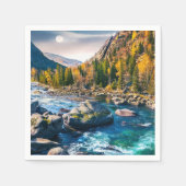 Fluss und Gebirge Landschaftliches Foto Serviette (Vorderseite)