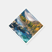 Fluss und Gebirge Landschaftliches Foto Serviette (Ecke)
