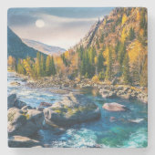 Fluss und Gebirge Landschaftliches Foto Steinuntersetzer (Vorderseite)