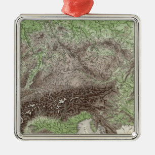 Fluss-und Gebirgskarte von Deutschland Ornament Aus Metall