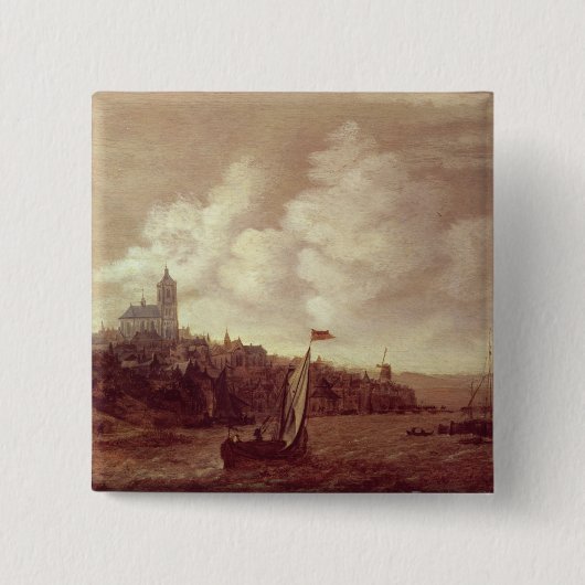 Fluss-und Stadt-Szene Button (Vorderseite)