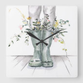 Fluss und Wachstum II Quadratische Wanduhr (Vorderseite)