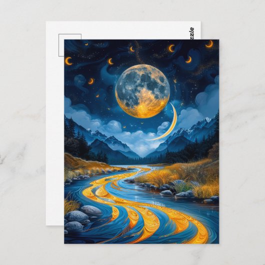 Fluss und Wälder Postkarte (Vorne/Hinten)