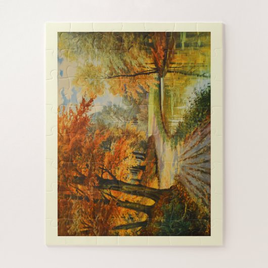 Fluss und Waldgebiet im Herbstpuzzle Puzzle (Vertikal)