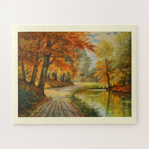 Fluss und Waldgebiet im Herbstpuzzle Puzzle