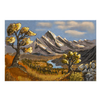 Fluss und Wildbach im Hochgebirge. Poster