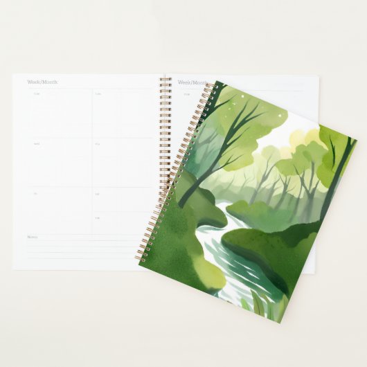 Fluss von Grün | Wald-Aquarellmalerei Planer (Anzeige)