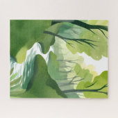 Fluss von Grün | Wald-Aquarellmalerei Puzzle (Horizontal)