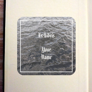 Fluss Wasser Exlibris Quadratischer Aufkleber