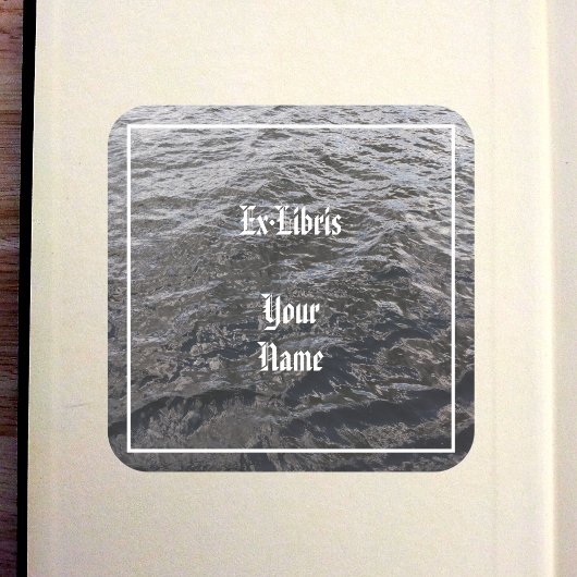 Fluss Wasser Exlibris Quadratischer Aufkleber