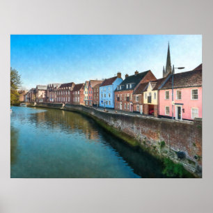 Fluss Wensum Quayside Norwich Norfolk Vereinigtes  Poster