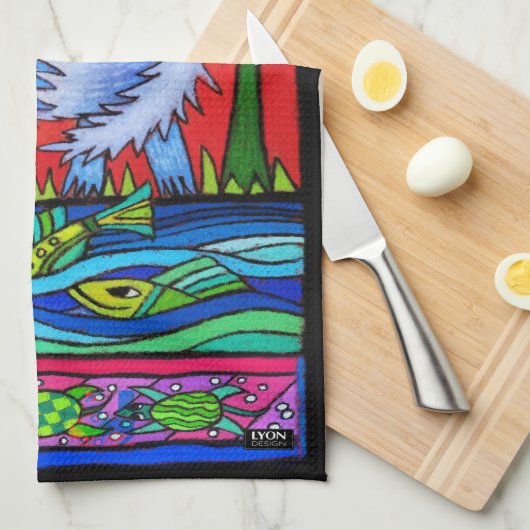 FLUSS WOLF TEE TOWEL GESCHIRRTUCH (Viertel Falte)