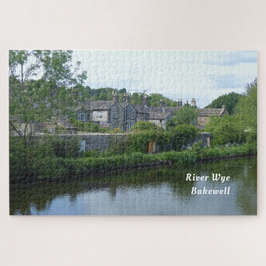 Fluss Wye Bakewell Derbyshire England Landschaftli Puzzle (Horizontal)