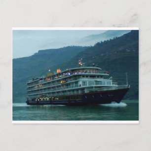 Fluss YANGTZE - China Vintage SCHIFFSKREUZFAHRT Postkarte