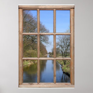 Flussansicht aus einem Fenster Poster