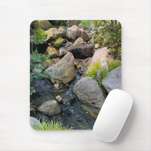 Flussbett | Wasserfall | Waldgrün Mousepad (Mit Mouse)