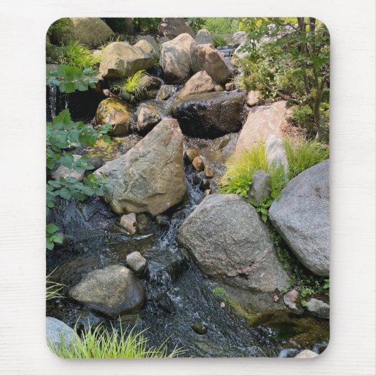 Flussbett | Wasserfall | Waldgrün Mousepad (Vorne)