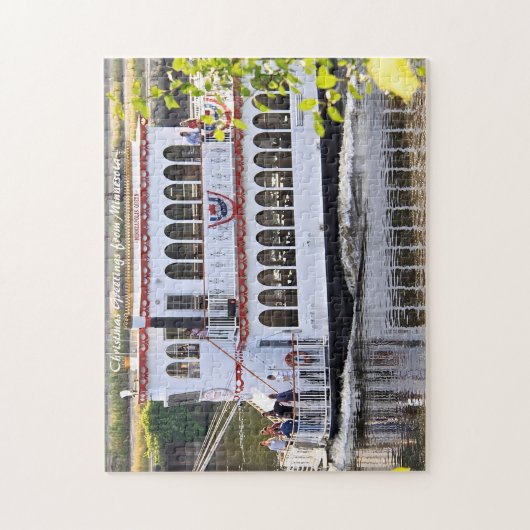 Flussboot Minnesota.Weihnachtsgrüße Puzzle (Vertikal)