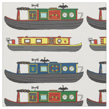 Flussboote und Narrowboats Gemustertes Wasserboot
