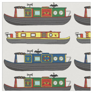 Flussboote und Narrowboats Gemustertes Wasserboot Stoff