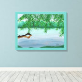 Flussdarstellung mit Floating Log Painting Prints Leinwanddruck (Insitu (Holzboden))