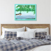Flussdarstellung mit Floating Log Painting Prints Leinwanddruck (Insitu (Schlafzimmer))