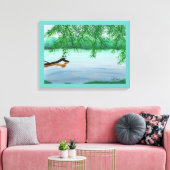Flussdarstellung mit Floating Log Painting Prints Leinwanddruck (Insitu (Wohnzimmer))