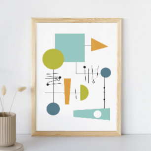 Flussdiagramm geometrische Formen Mid-Century-Art Poster