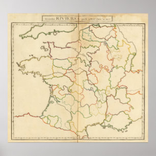 Flüsse Frankreichs Umriss Poster
