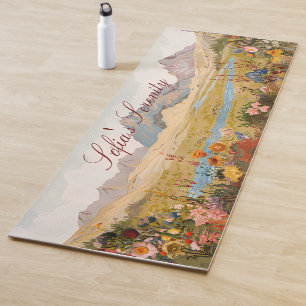 Flüsse und Blume aus naturbelassenen Bergen Yogamatte