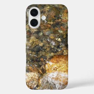 Flussglättete Kiesel Braun und Grau Natürlich Abst iPhone 16 Hülle