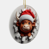 Flusshaarige schottische Kuh in einer Weihnachtsma Keramik Ornament (Rechts)