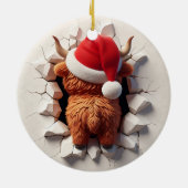 Flusshaarige schottische Kuh in einer Weihnachtsma Keramik Ornament (Hinten)