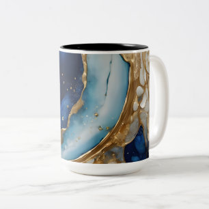 Flüssig abstrakt Gold-Navy Strand Zweifarbige Tasse