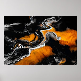 Flüssig-Acrylbild mit kunstvoll gemischten Farben Poster