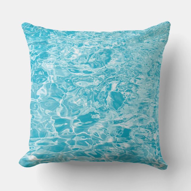 Flüssig blaues und weißes Abstraktes Kissen (Vorderseite)