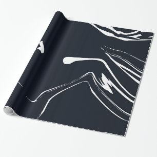 Flüssig-Marmor-Textur Schwarz-Weiß-Geschenkpapier Geschenkpapier